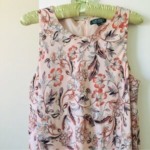 FREE Ralph Lauren Floral Sleeveless Ruffle Knee Length Shift Dress Lined